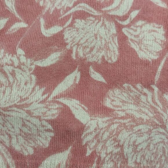 Talbots Petites 100% Cashmere Pink Ivory Floral Cardigan Sweater Size Large - Picture 4 of 9